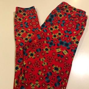 Lularoe Red Aztec Leggings